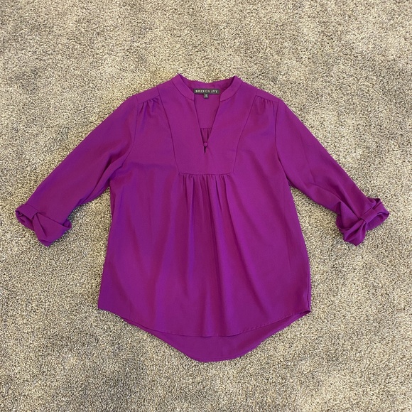 Brixton Ivy v-neck 3/4 sleeve blouse purple size medium - Picture 2 of 3